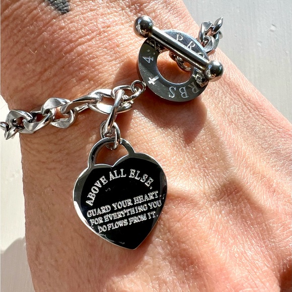 2 Piece Set! Choker & Bracelet Proverbs 4:23 Heart - Picture 12 of 13